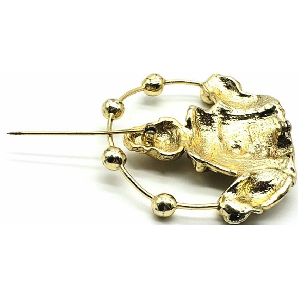 AJC Gold Tone Juggling Clown Vintage Brooch - Picture 5 of 8